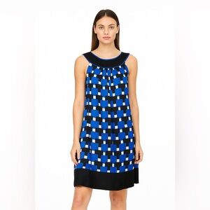 Maggy London Black and Blue Silk Dress (10)